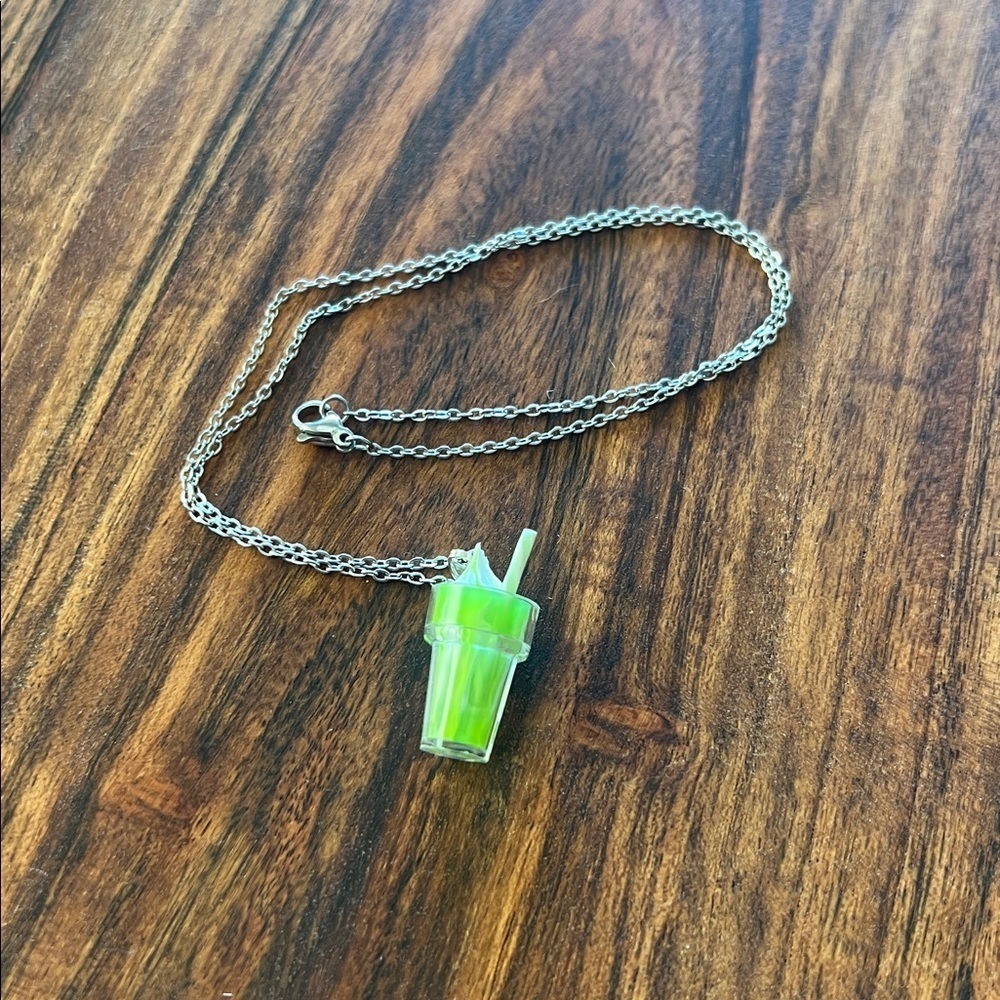 Charming Green Milkshake Pendant Necklace - Picture 4 of 4